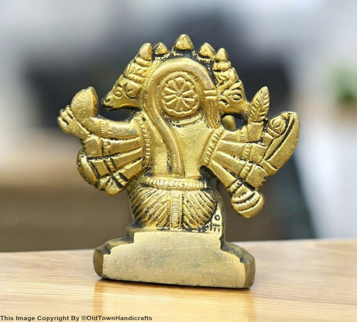 Brass Panchmukhi Hanuman Statue Hanuman Handcrafted for Home Office Decor Gift
