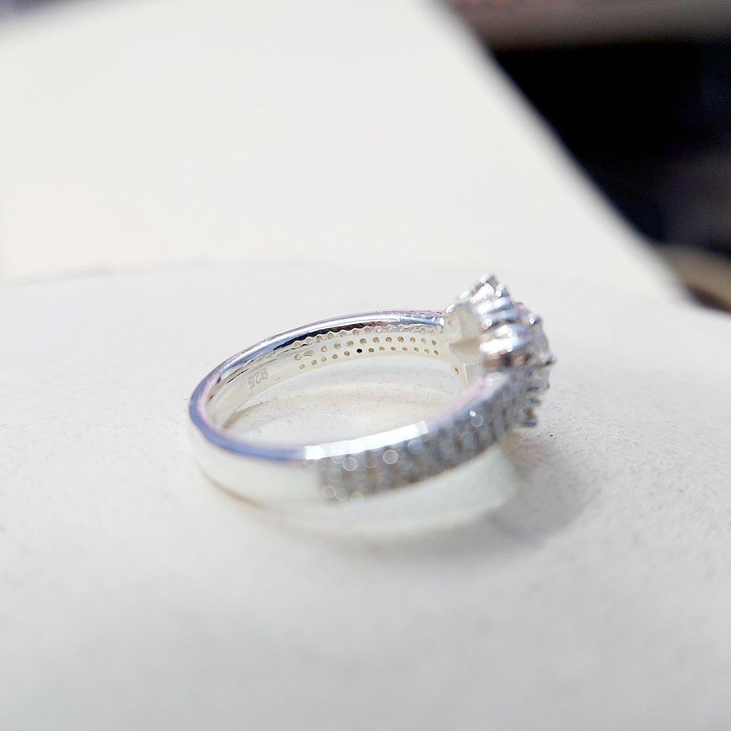 Halo Moissanite Flower Ring Lab Grown Silver Ring for Women Wedding Gift US5-15