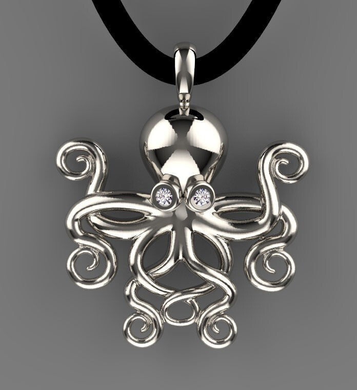 Silver Octopus Pendant for Men Cephalopod Handcrafted Octopus Necklace Jewelry