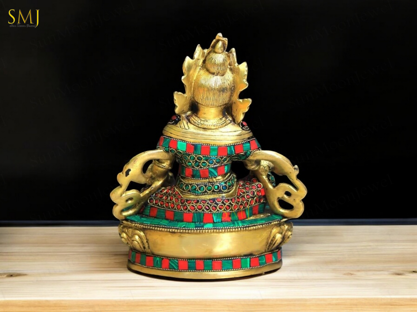Brass Kuber Statue Kuber Lord of Wealth & Success Ornated with Gold Coins Gift