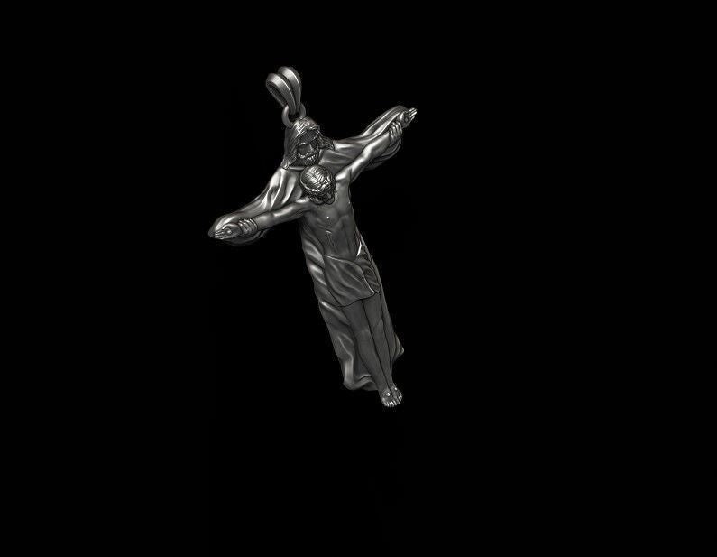 Silver Jesus With Holy Cross Pendant Jesus Necklace Wedding Gift For Men Women