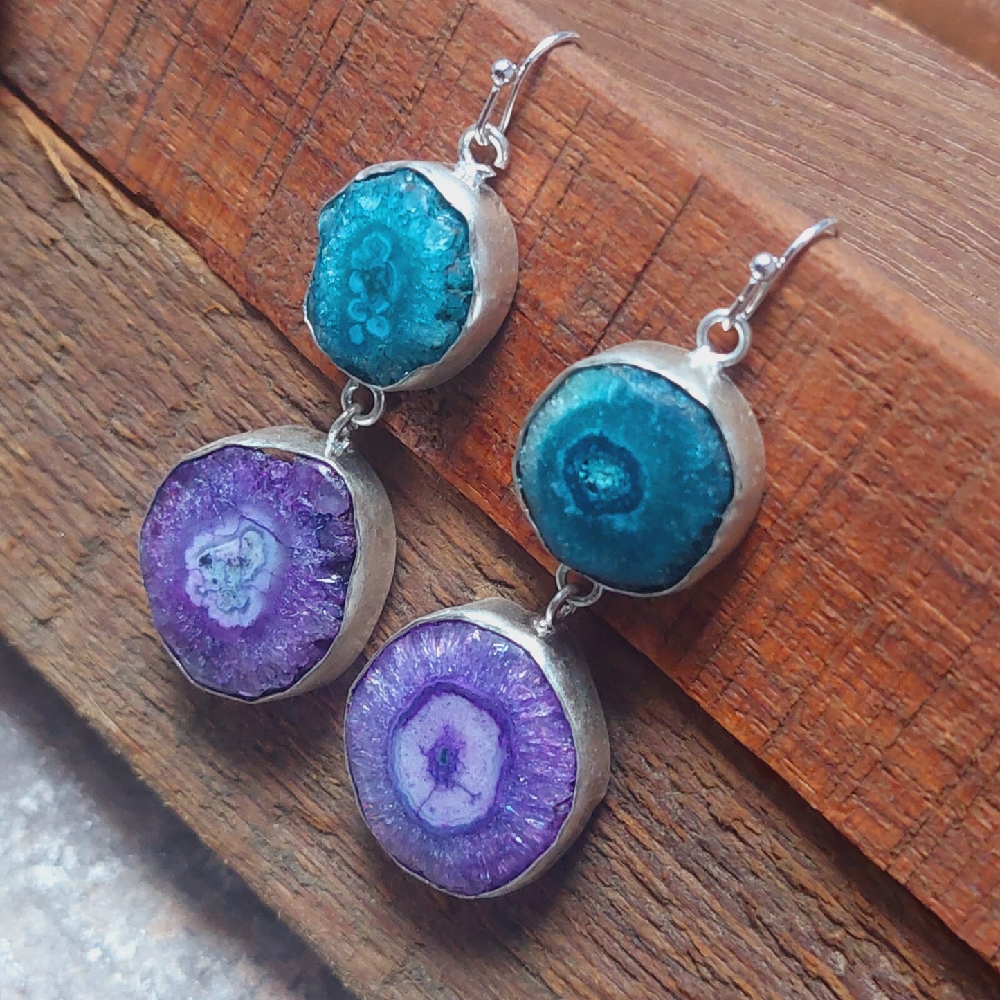 Elegant Blue And Purple Solar Quartz 925 Sterling Silver Earrings,Birthday Gift