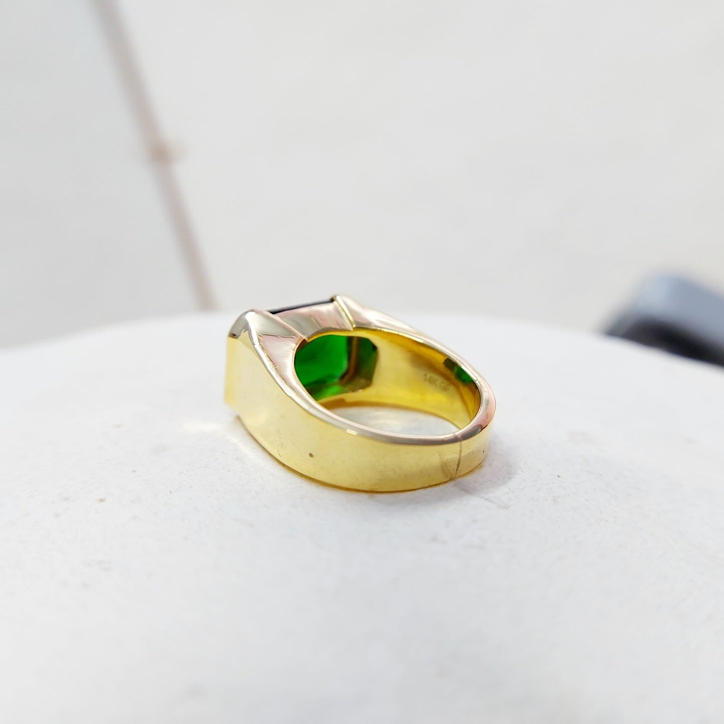 Natural Emerald Gemstone Signet Ring 925 Silver Men Band Anniversary Gift US5~15