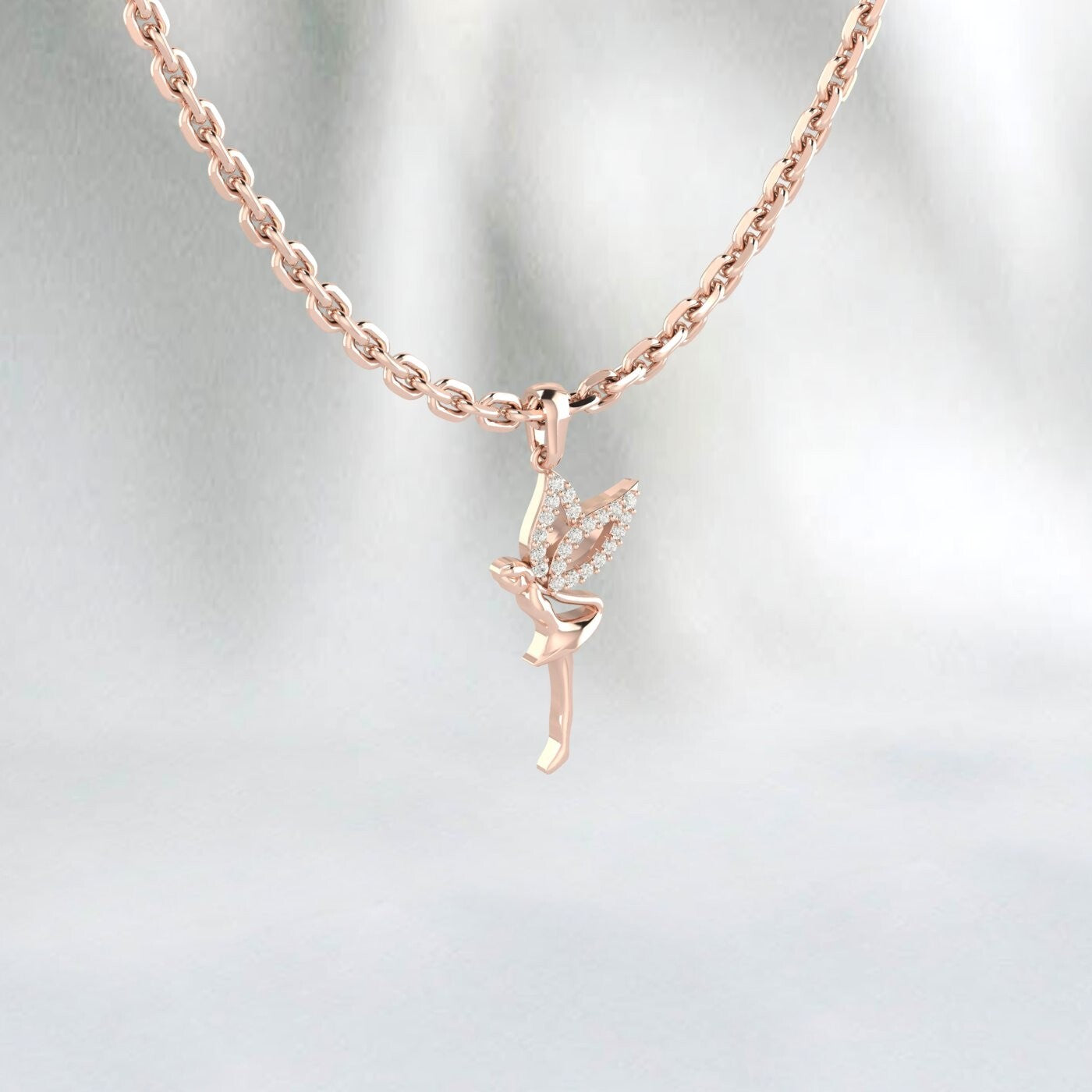 925 Silver Ballerina Pendant Angel Charm Micro Pave Diamond Pendant Dainty