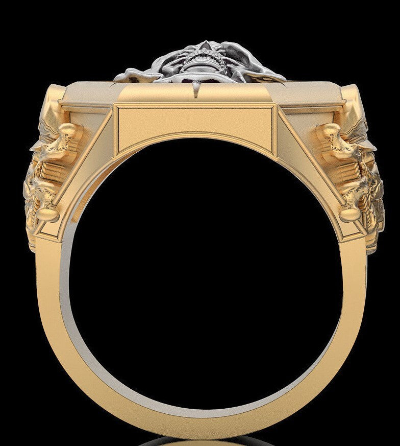 Vintage Gothic Horror Skull Ring Brass Punk Biker Men Halloween Gift Men US5~15