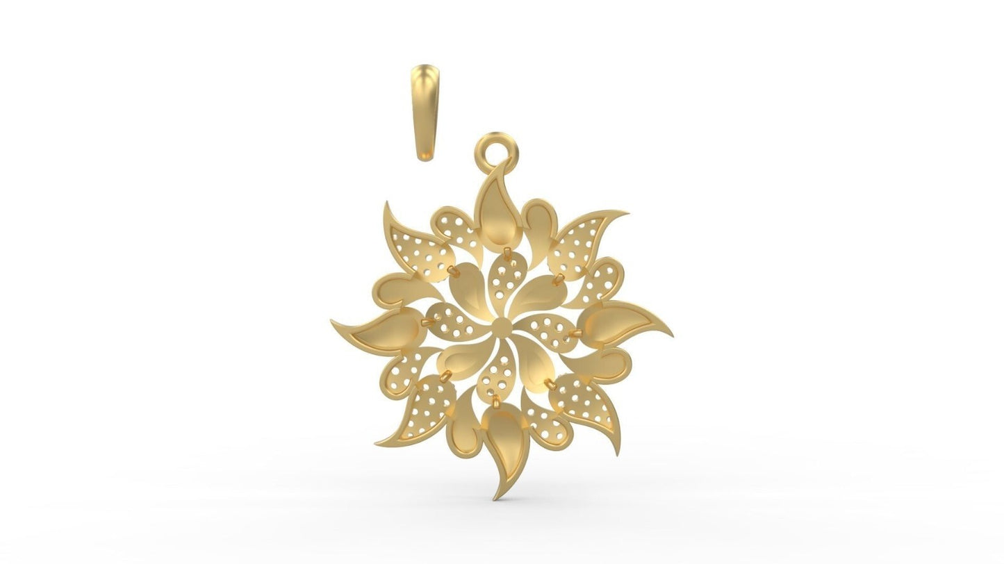 Brass Flower Round Circle Yoga Pendant Necklace Daisy Plumeria Charm Women Gift