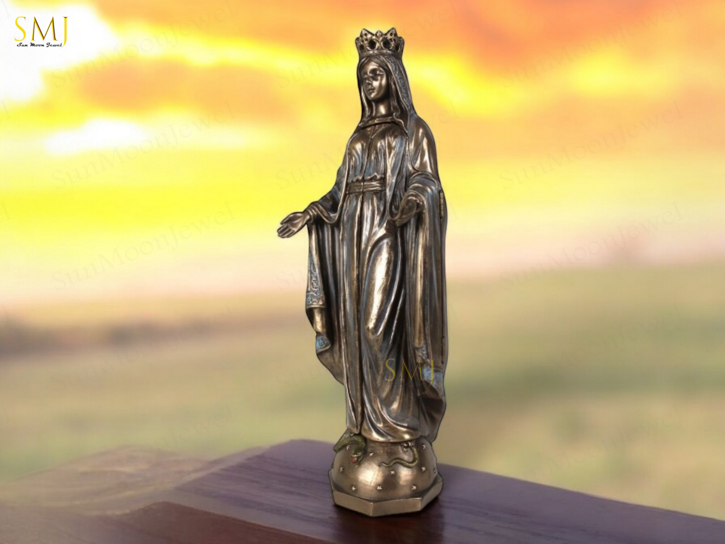 Saint Mary Statue with Church Handmade Virgin Mary Saint Home Decor Saint Mary