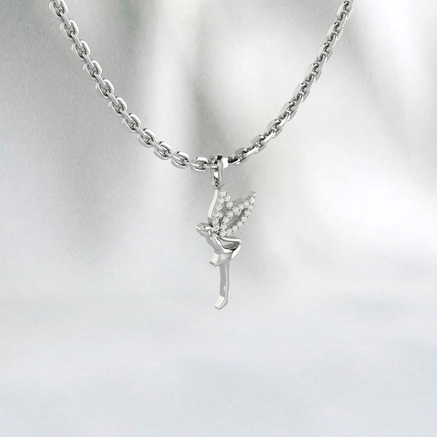 925 Silver Ballerina Pendant Angel Charm Micro Pave Diamond Pendant Dainty