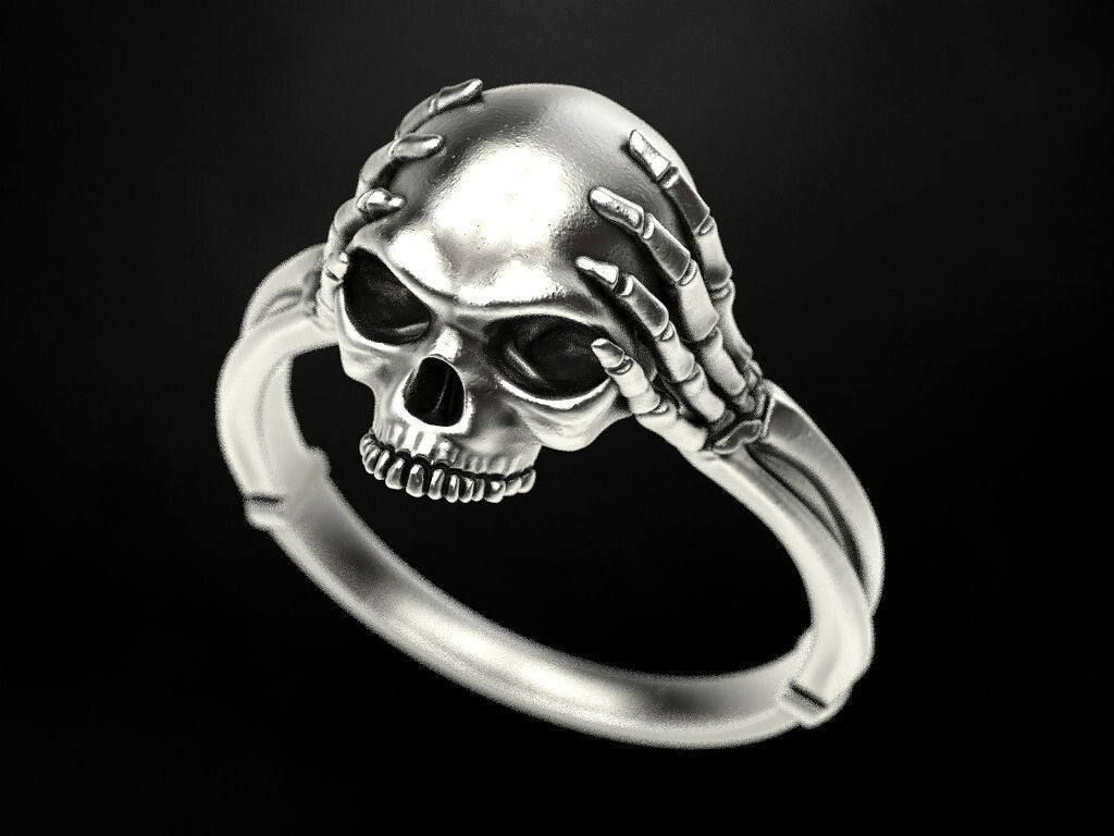 925 Silver Skull Bone Ring Gothic Biker Style Jewelry For Men Women Gift US5~15