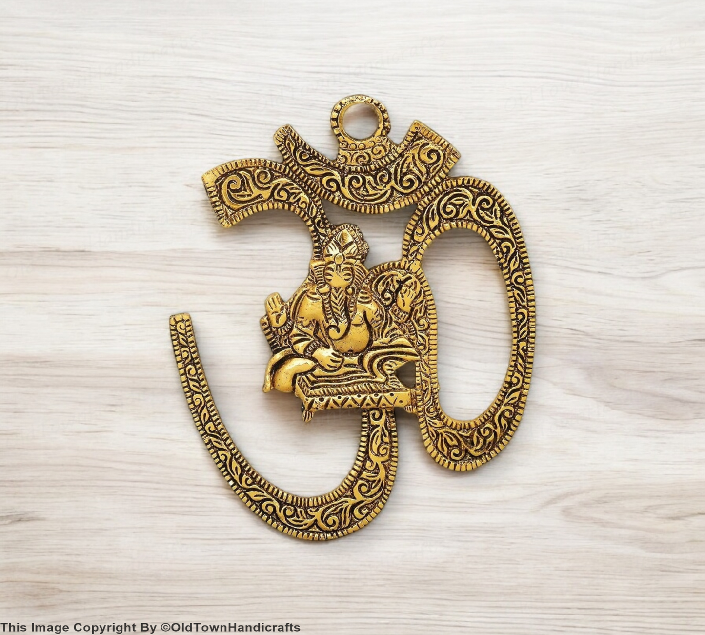 Brass Om Ganesha Wall Hanging Handmade Spiritual Wall Decor for Home Office Gift