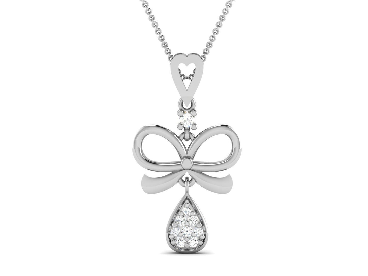Silver Face Pendant Love Necklace CZ Design For Women Valentine Day Jewelry Gift