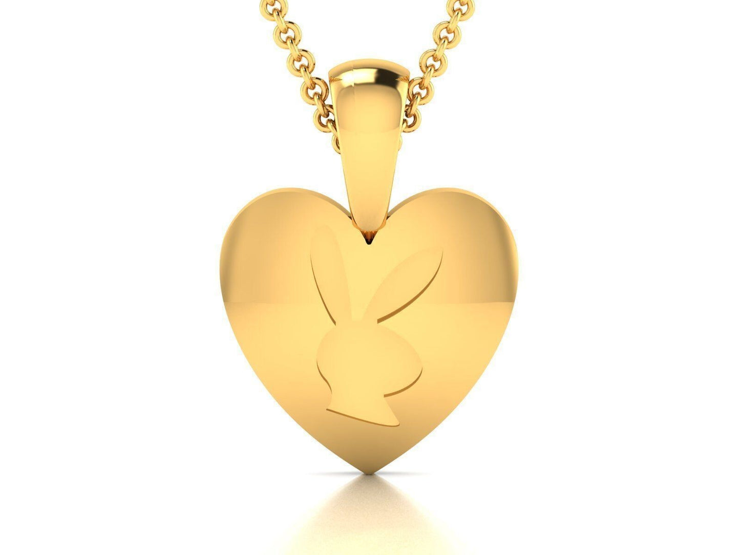 Playboy Bunny Heart Pendant Brass Waterproof Necklace Gift For Her Valentine Day