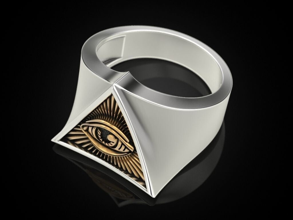 Eye of Providence Ring 925 Sterling Silver Freemason G Symbol Signet Ring US5-15