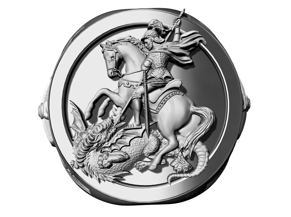 Saint George Cross Dragon Ring 925 Silver Signet Ring US5~15 Gift For Men Women