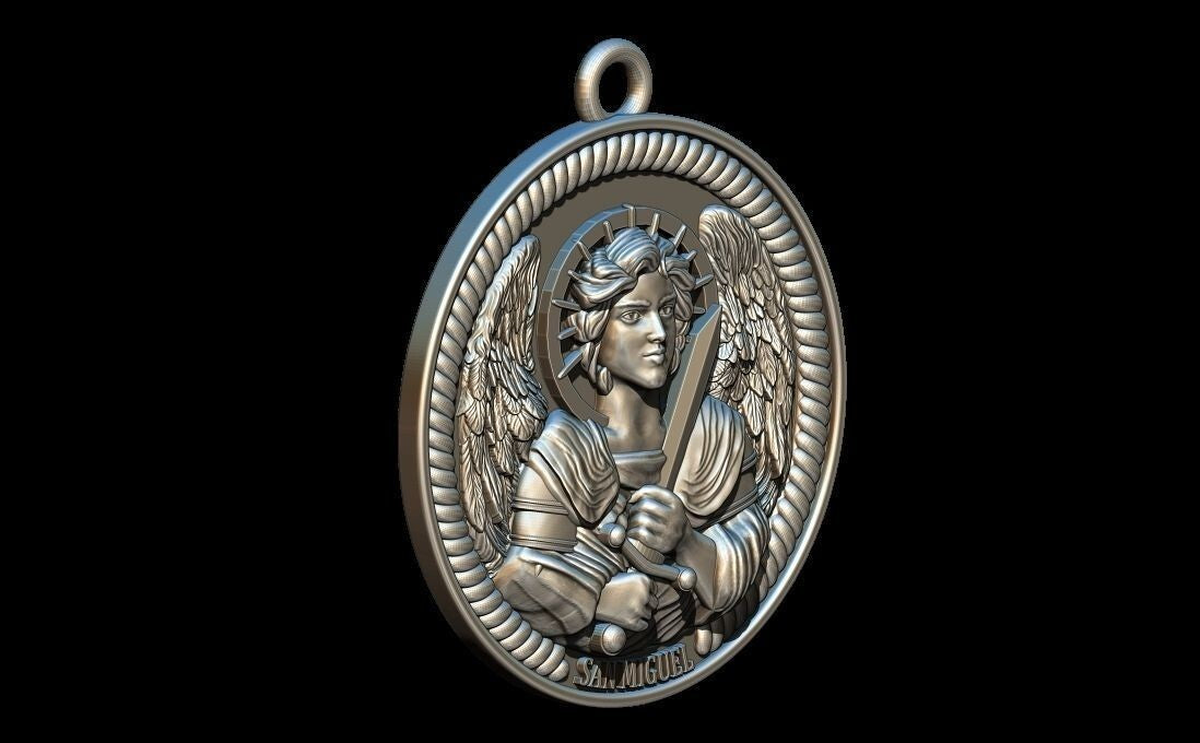 Saint Michael Archangel Medal Pendant Silver Religious Protection Necklace Gift