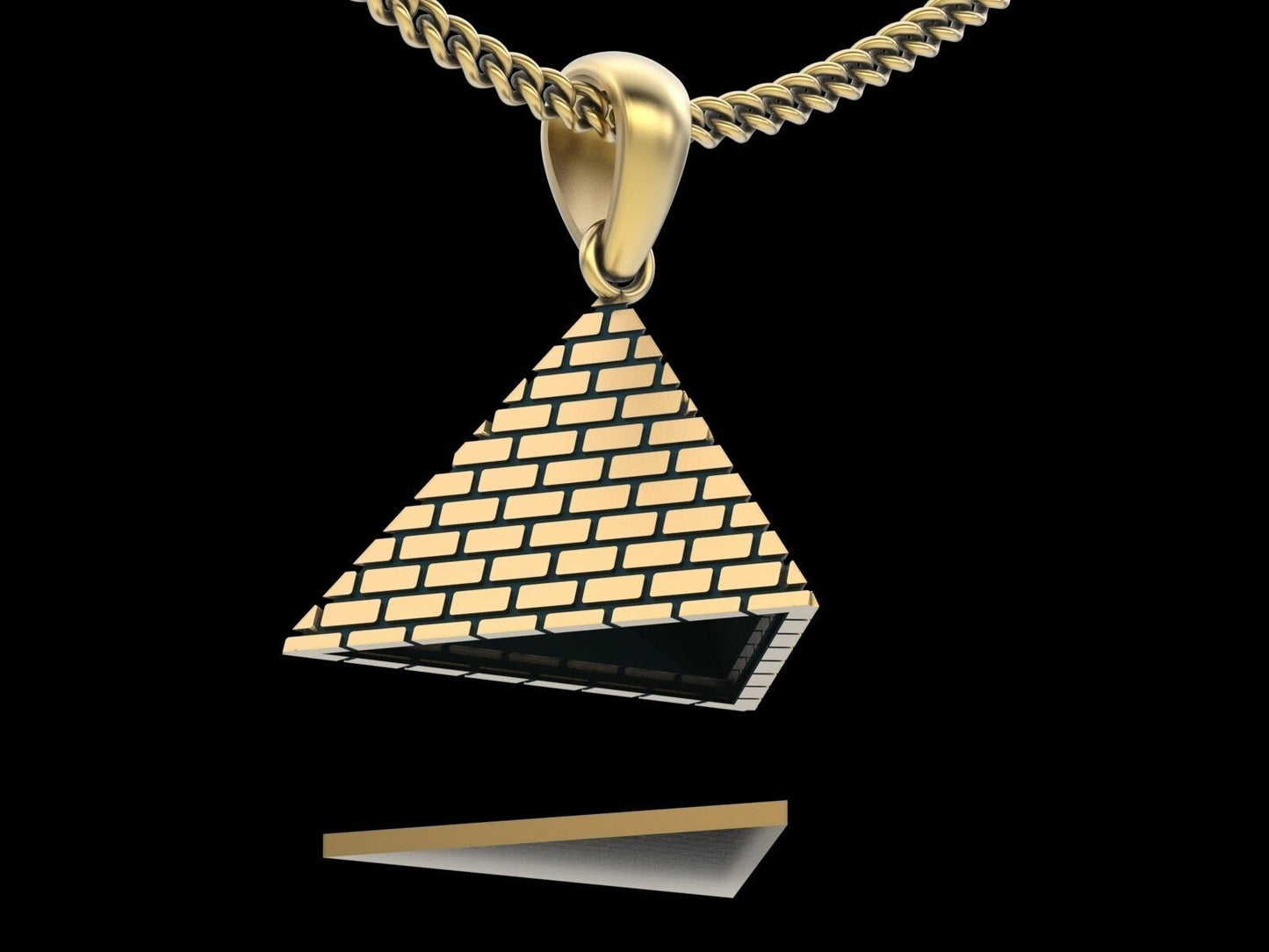 Vintage Egyptian Pyramid Brass Pendant Pyramid Necklace Charm History Inspired