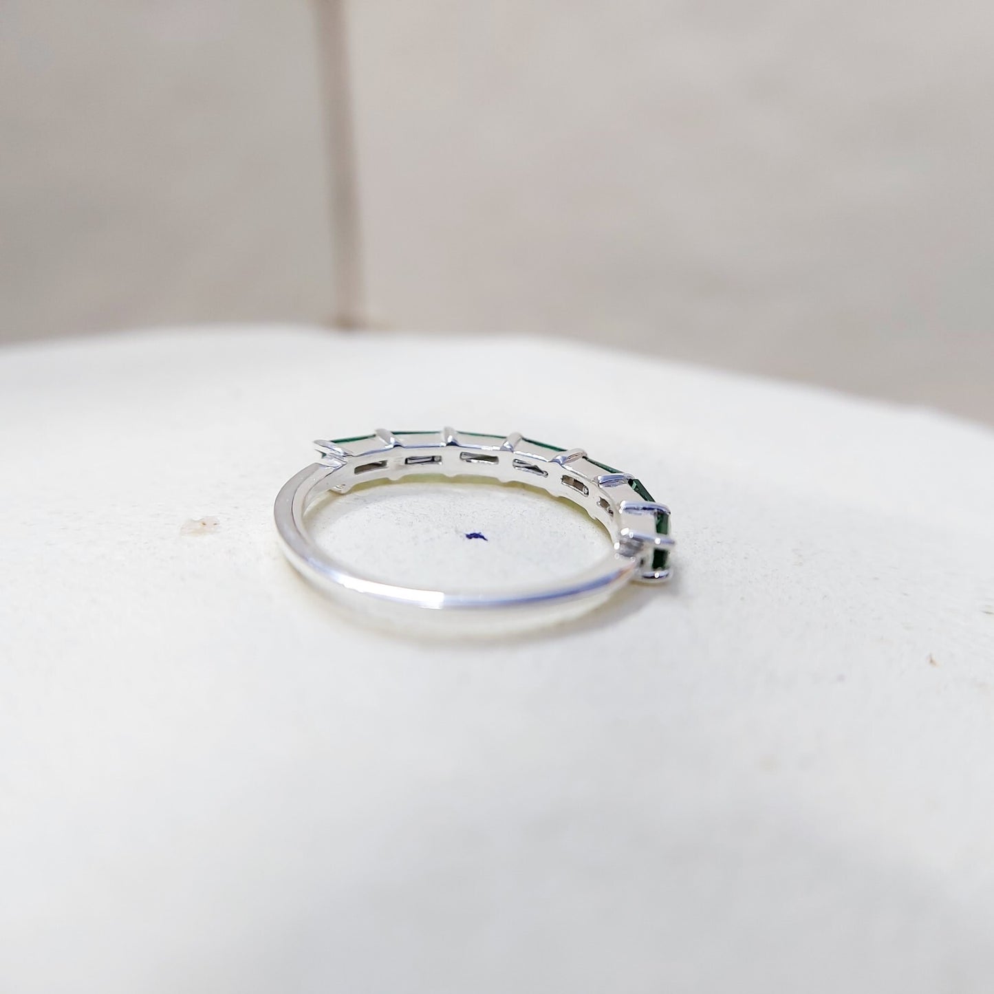 925 Silver Emerald Wedding Band Baguette Cut Green Emerald Eternity Ring Us5~ 15
