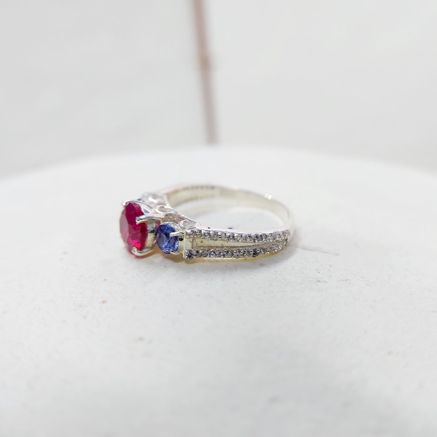 Sapphire and Ruby Wedding Ring Engagement Band 925 Sterling Silver Ring Us5~ 15