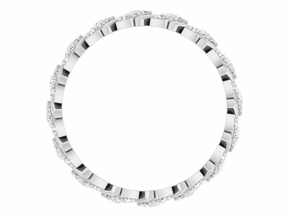 Silver CZ Leaf Shape Eternity Wedding Band Ring Women Floral Style Ring US5-15