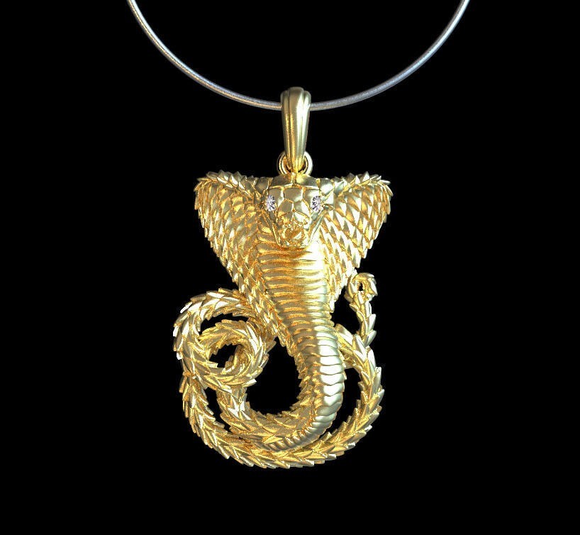 Cobra Brass Pendant Snake Brass Necklace Serpent Jewelry Gift Cobra Necklace