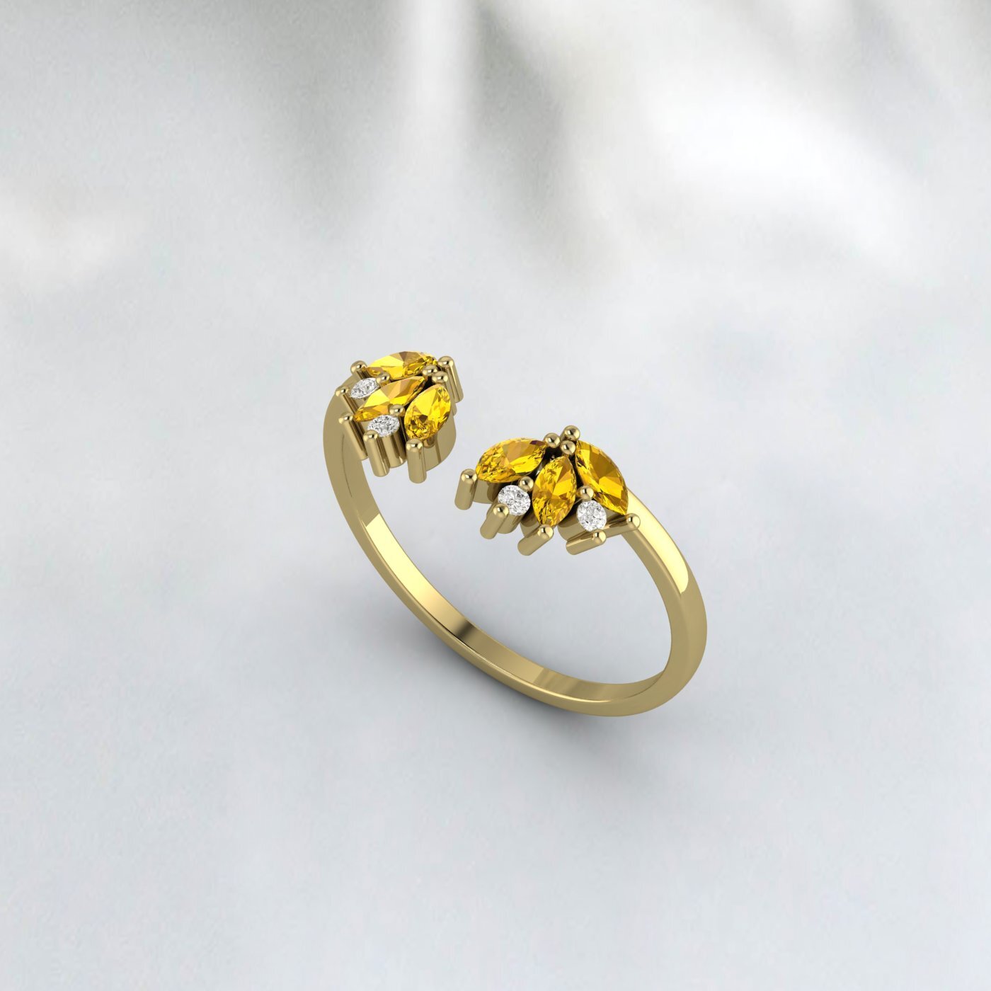 Natural Citrine & Cz Diamond 925 Sterling Silver Anniversary Gift Matching Band