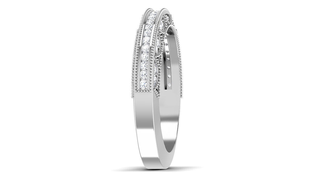 925 Silver CZ Round Cut Eternity Engagement Wedding Band Ring Women Gift US5~ 15