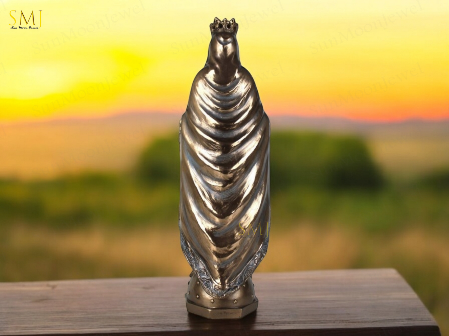 Saint Mary Statue with Church Handmade Virgin Mary Saint Home Decor Saint Mary