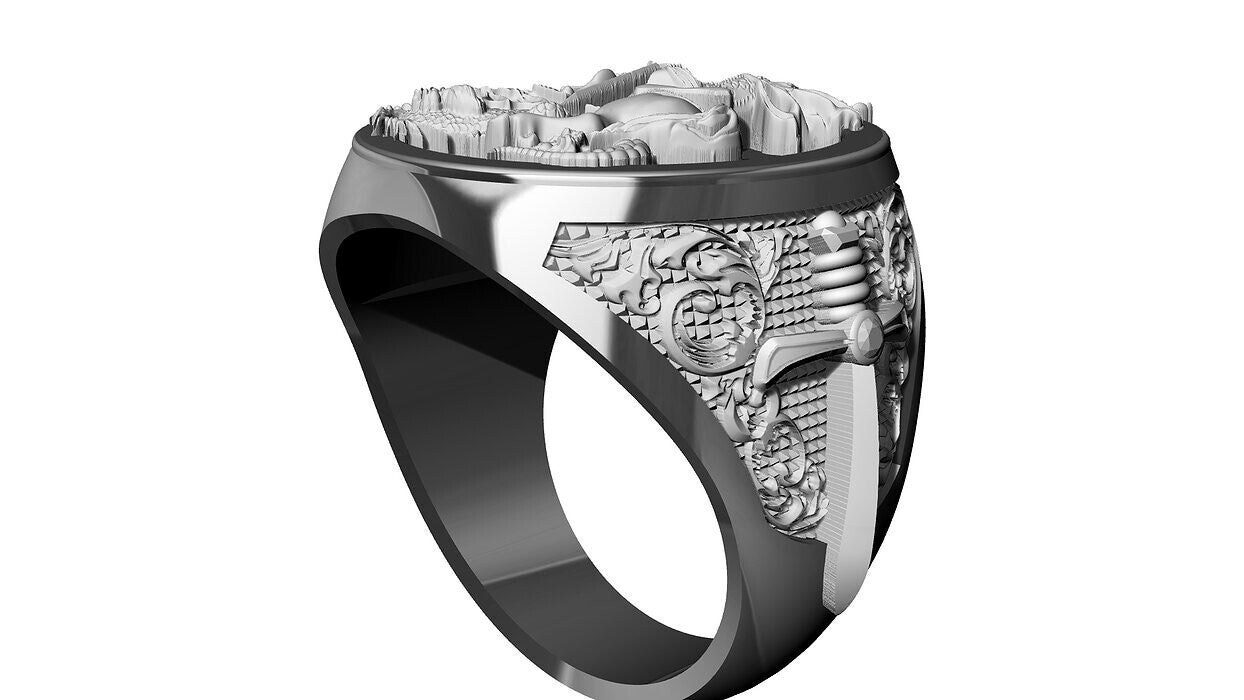 Saint George Cross Dragon Ring 925 Silver Signet Ring US5~15 Gift For Men Women