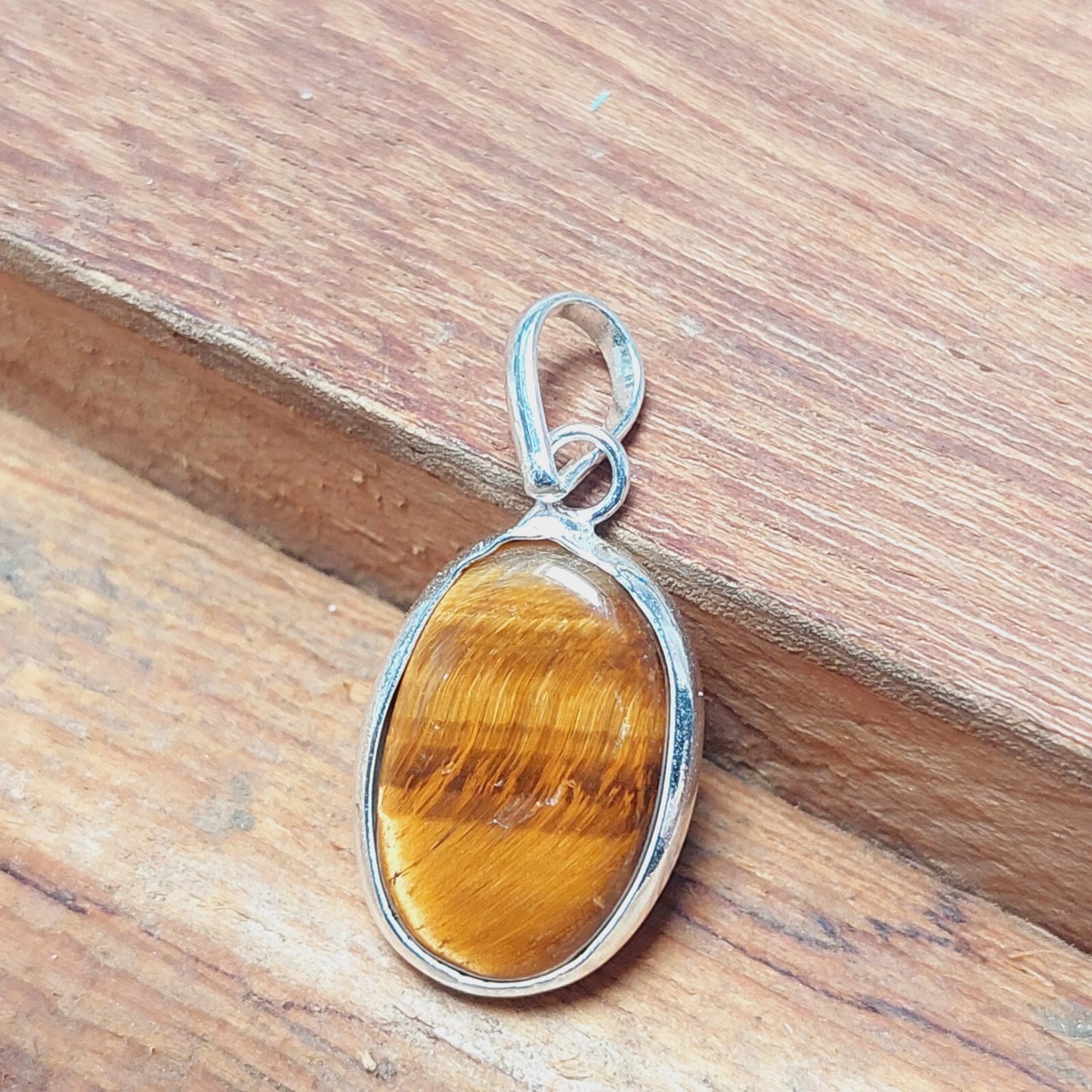 Solid 925 Sterling Silver Ovel Tiger Eye Pendant,Women Pedant Gift For Her