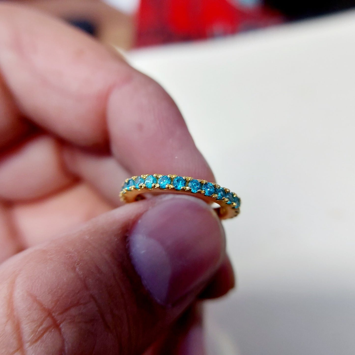 Natural Blue Topaz Ring Gemstone Wedding Eternity Band 925 Silver Jewelry Us5~15