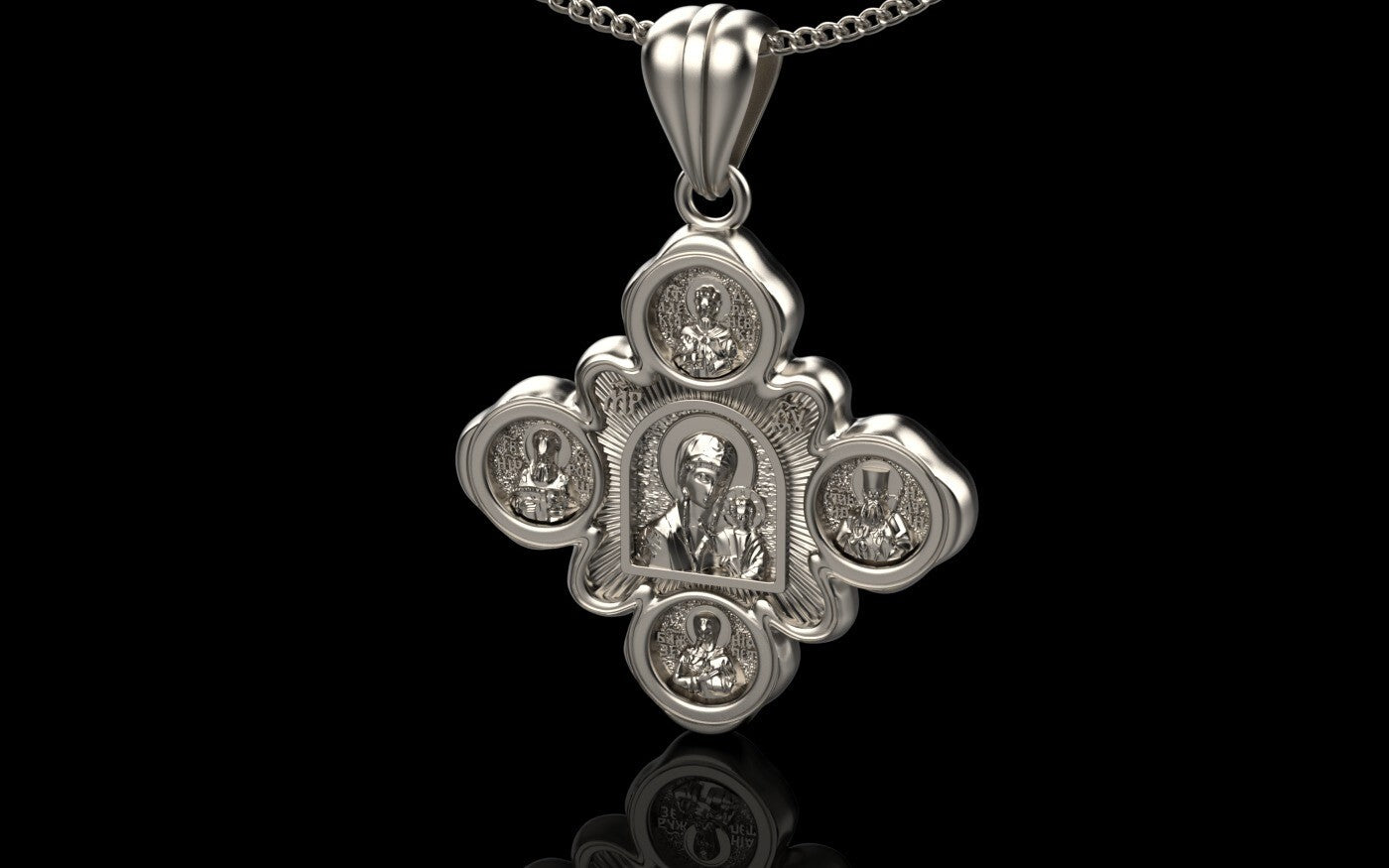 925 Sterling Silver Orthodox Jesus Cross Medal Pendant Necklace Unisex Gift