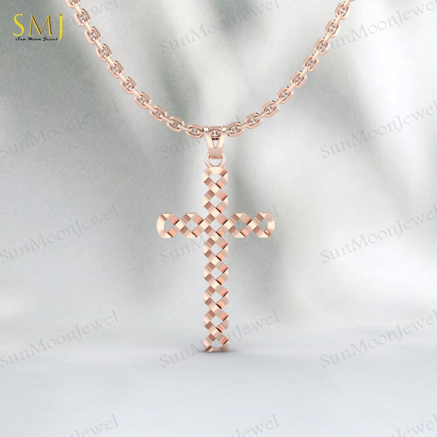 Mens 925 Sterling Silver Diamond Cut Cross Pendant Necklace Gift For Lover