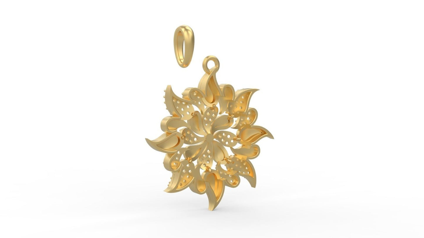 Brass Flower Round Circle Yoga Pendant Necklace Daisy Plumeria Charm Women Gift