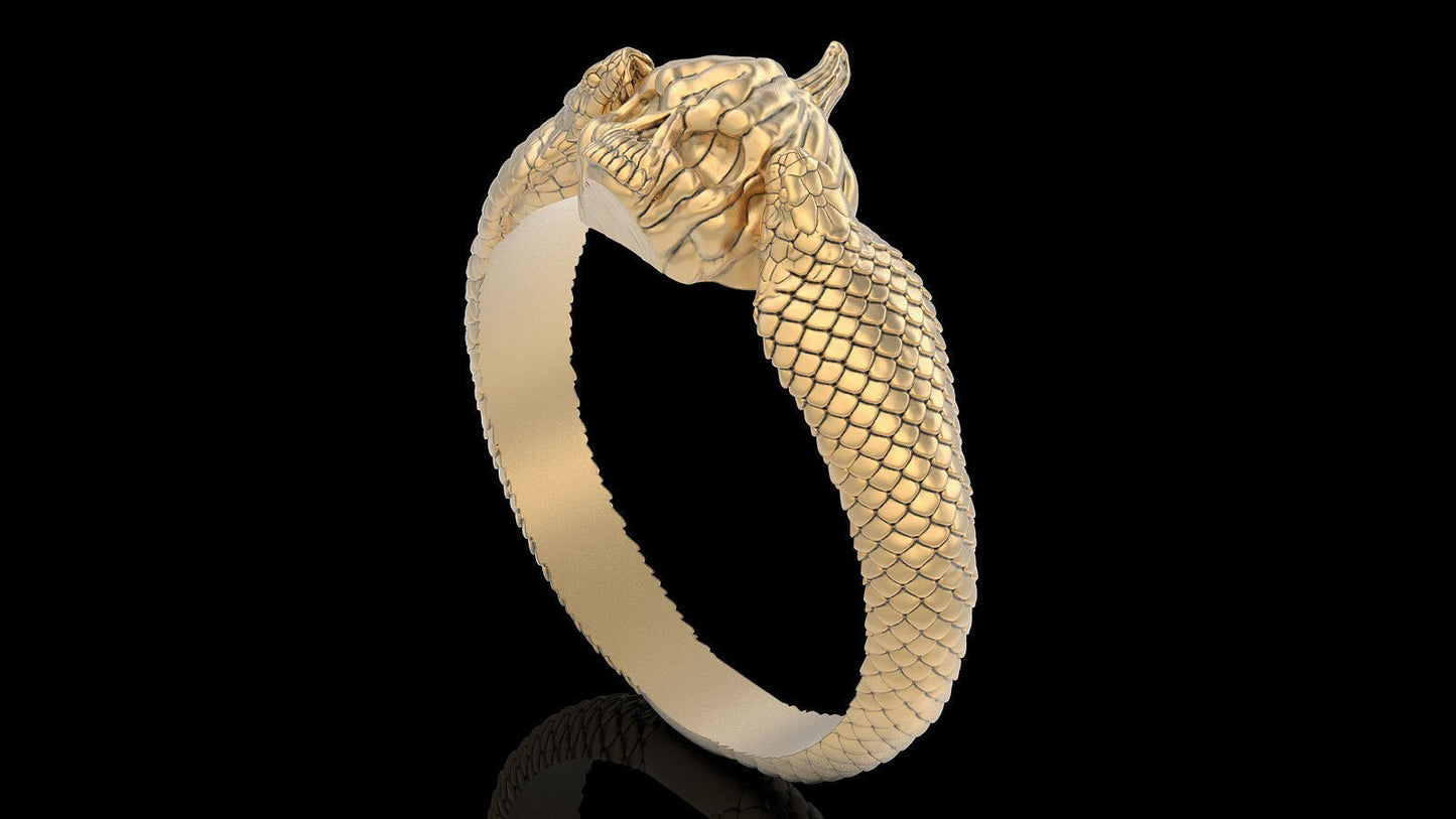 Deluxe Pumpkin Snake Skull Ring Gothic Biker Style Men Gift Skull Ring US5~15
