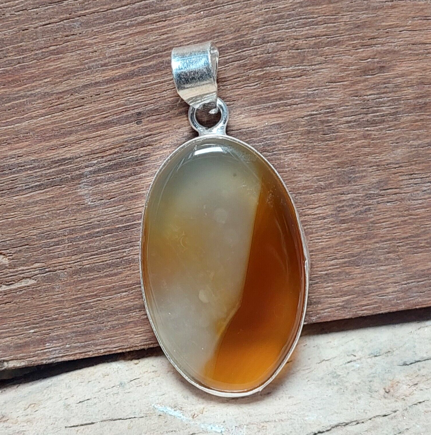Brown Banded Agate 925 Sterling Silver Pendant,Statement Designer Pendant Gift