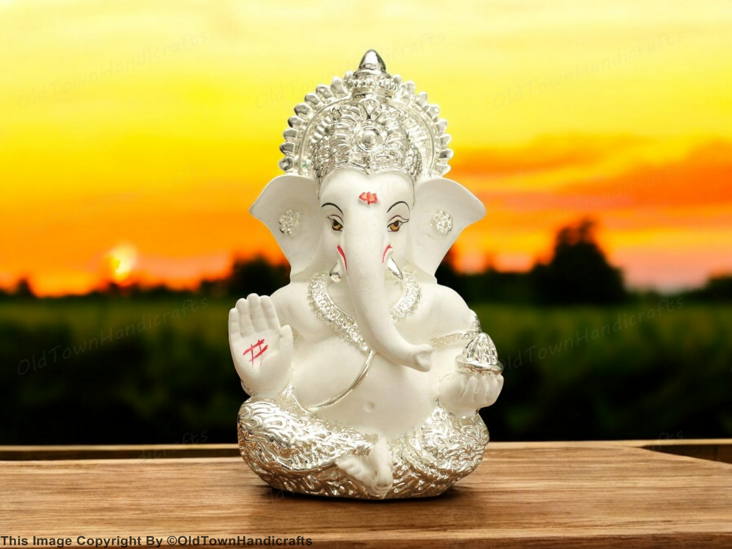 Ganesh Hand painted Baby Car Ganesha Polyresine Showpiece Colorful Home Decor