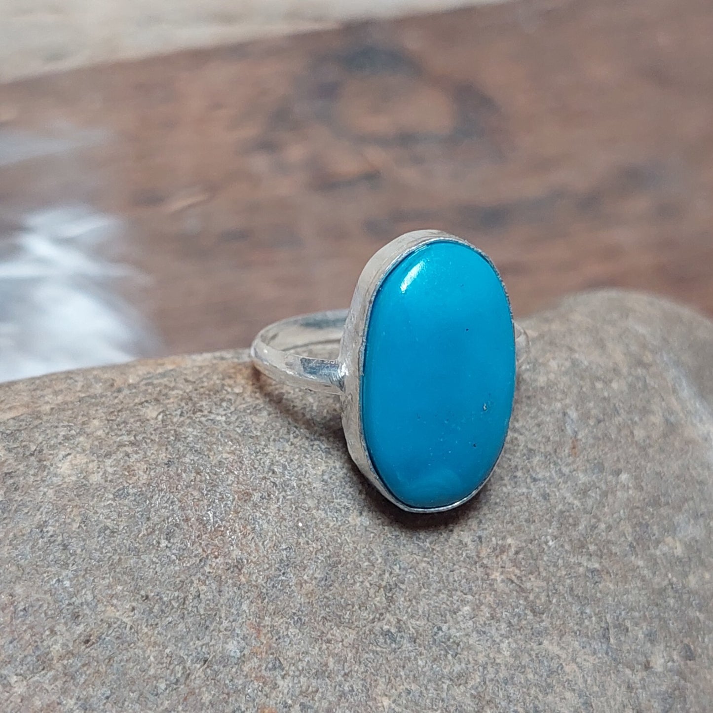 Sleeping Beauty Turquoise Handmade Ring 925 Starling Silver Jewelry For Mom