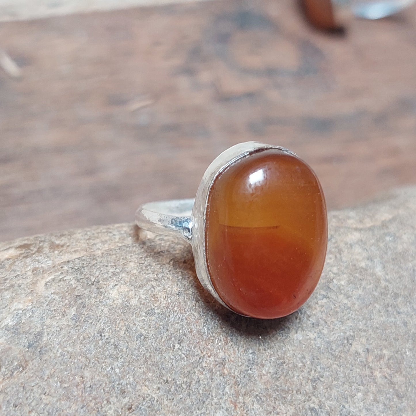 Brown Banded Agate Silver Ring, 925 Sterling Silver Ring For Women,Boho Ring