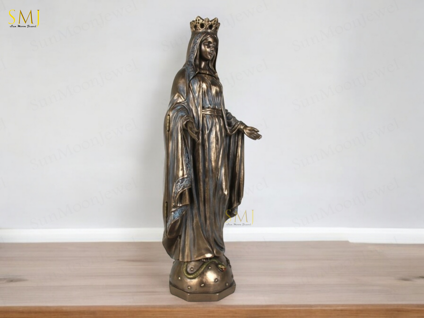 Saint Mary Statue with Church Handmade Virgin Mary Saint Home Decor Saint Mary
