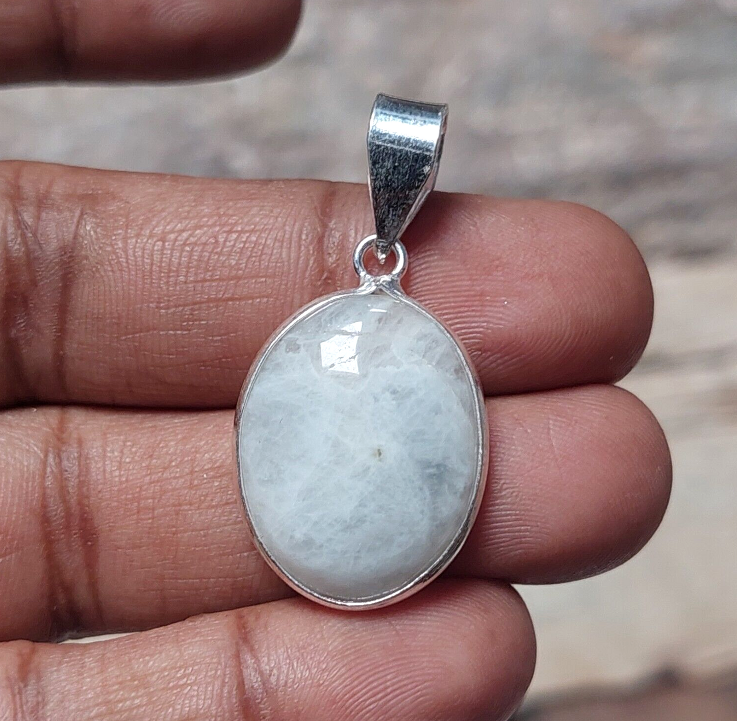 White Slice Agate Pendant / White Agate Jewelry 925 Sterling Silver Pendant