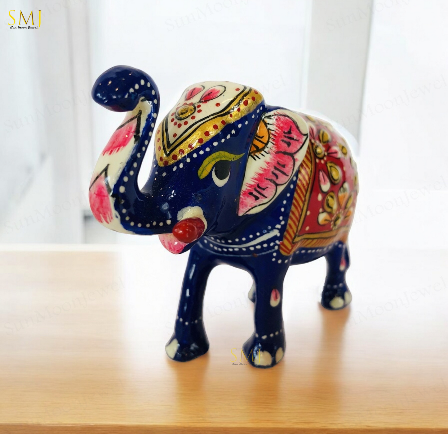 Meenakari Painted Ramu Elephant - Symbol of Luck & Prosperity Decor Animal Lover