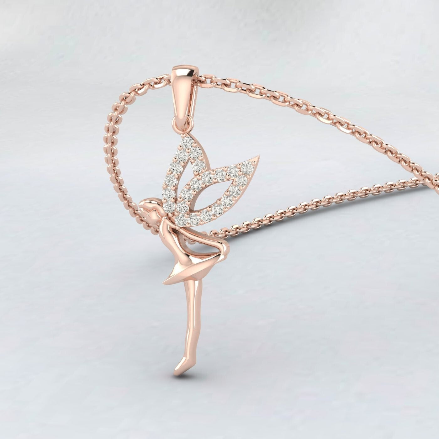 925 Silver Ballerina Pendant Angel Charm Micro Pave Diamond Pendant Dainty