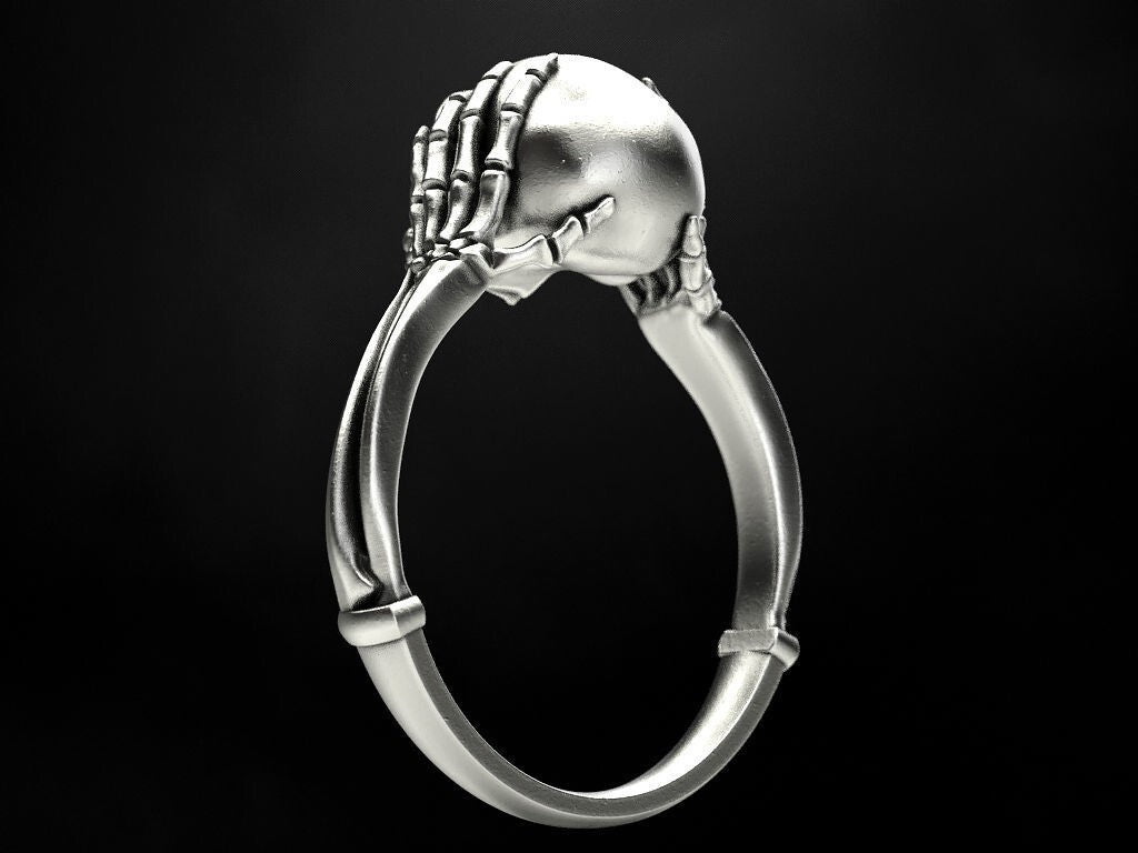 925 Silver Skull Bone Ring Gothic Biker Style Jewelry For Men Women Gift US5~15