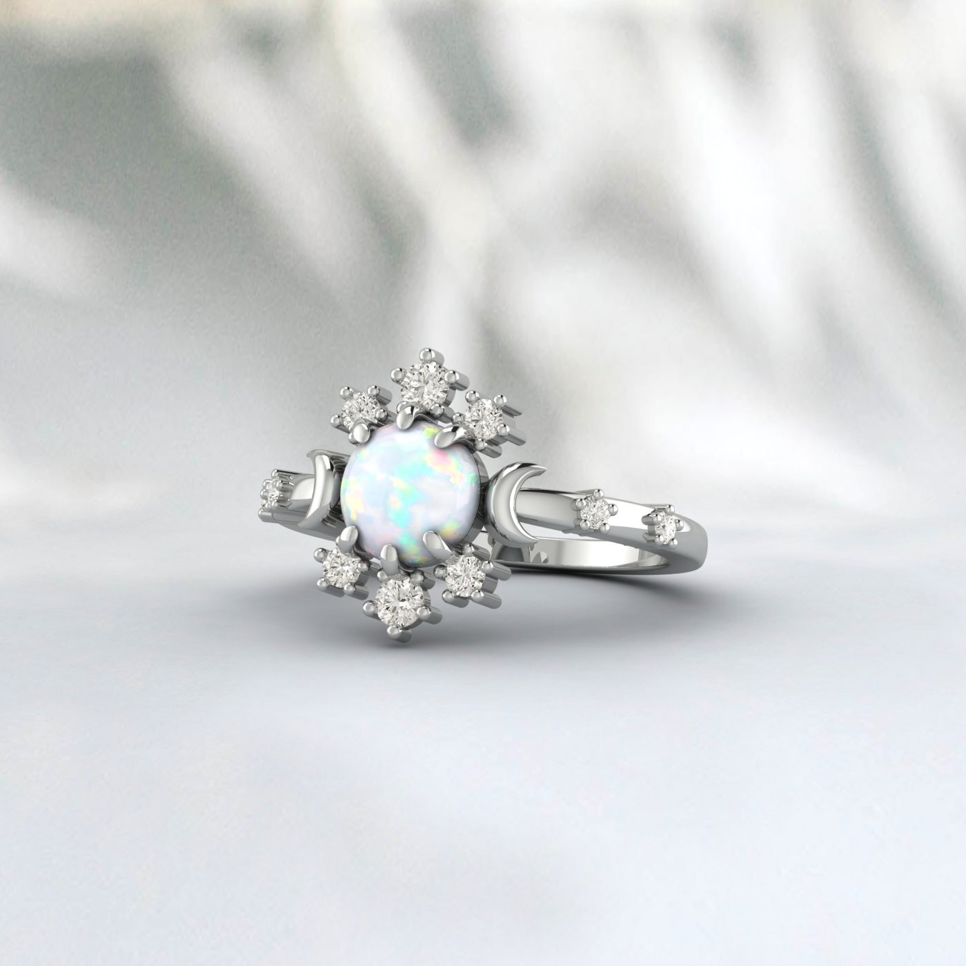 Natural Opal Engagement Ring 925 Sterling Silver Fire Opal Ring Gift For Her