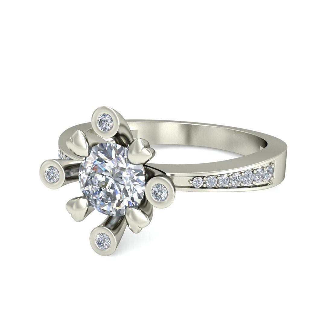 Silver Cubic Zirconia Sunflower Statement Women Engagement Ring CZ Ring Us5~ 15