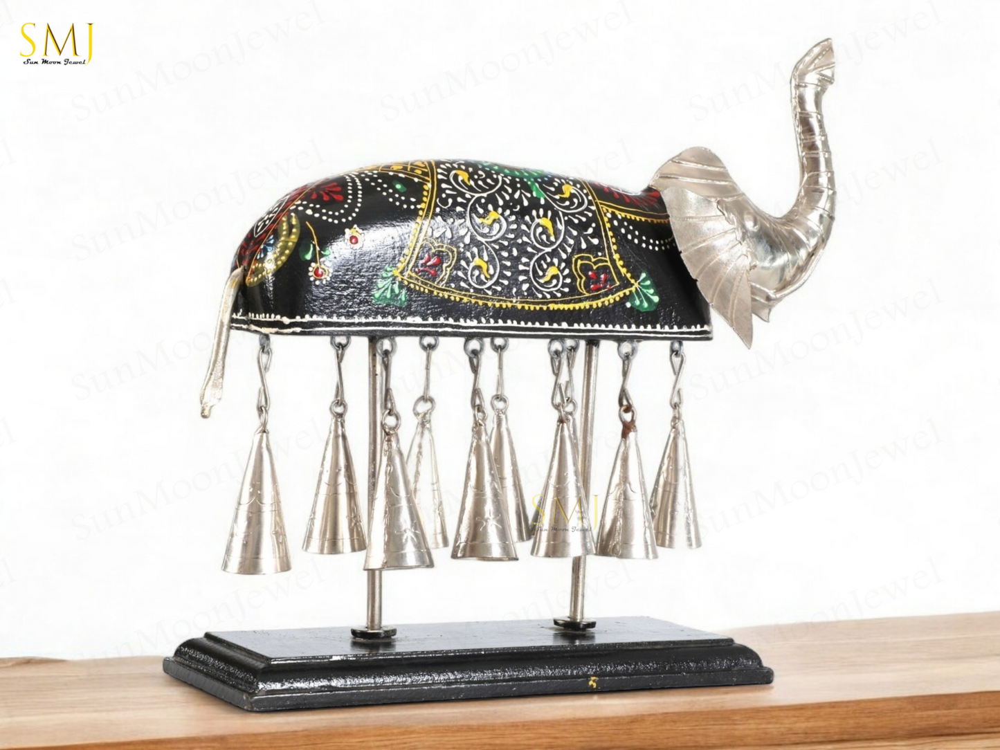 Wooden Ghanti Elephant Handcrafted Home Decor Engraved Gift & Ornament Elephant
