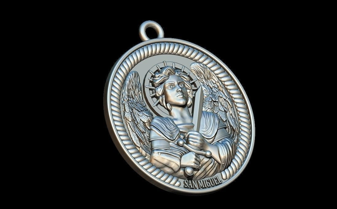 Saint Michael Archangel Medal Pendant Silver Religious Protection Necklace Gift