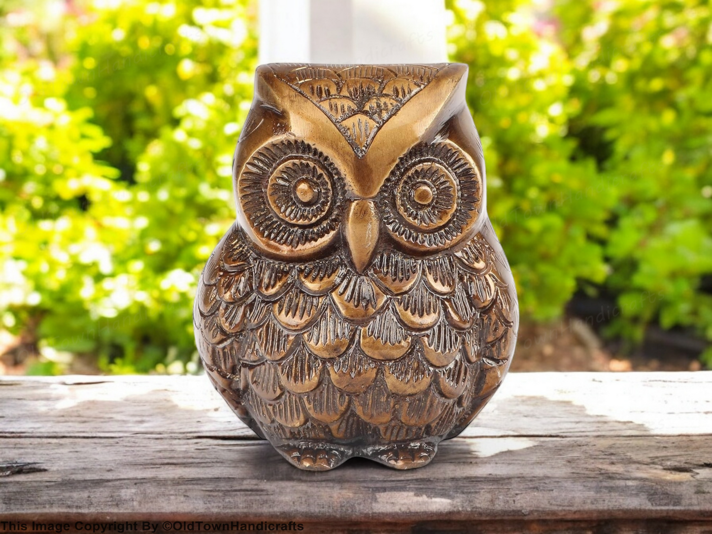 Handmade Brass Owl Statue Ethnic Design Decor for Home Office Unique Gift