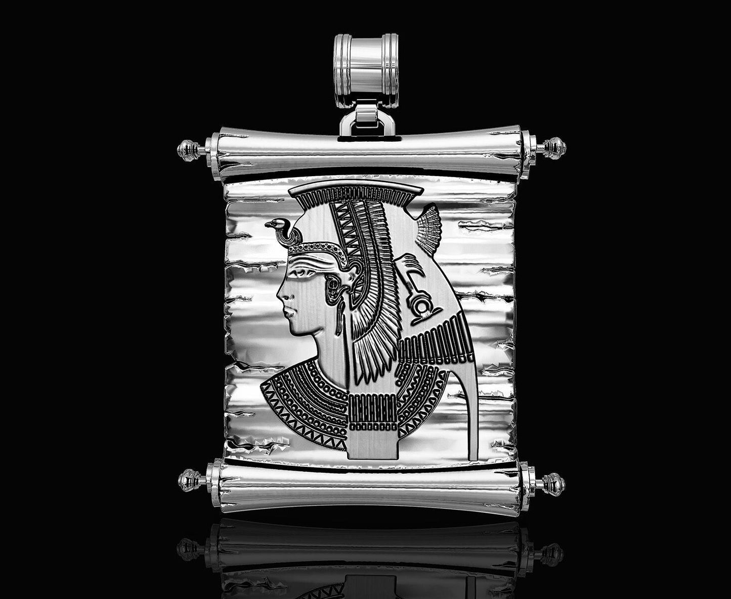 925 Sterling Silver Cleopatra Pendant Necklace Ancient Egyptian Scroll Jewelry