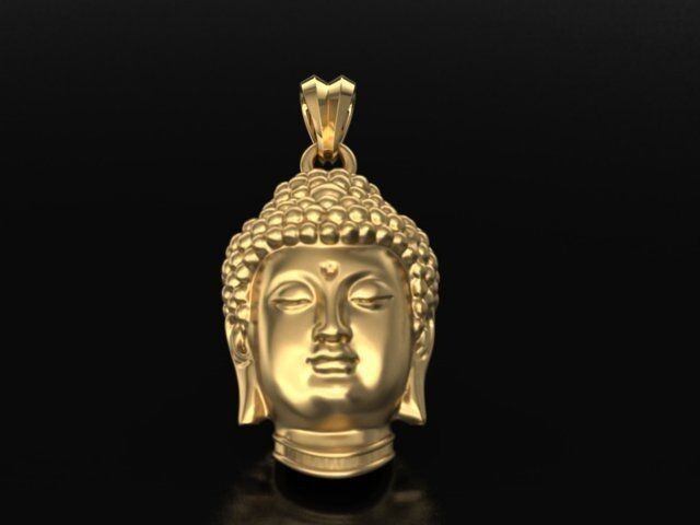 Buddha Head Brass Pendant Lucky Buddha Charm Religious Necklace For Men Family